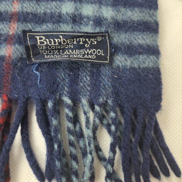 BURBERRY'S of London Vintage Classic Check Scarf 100% Lambswool Navy SCARF - Picture 3 of 7
